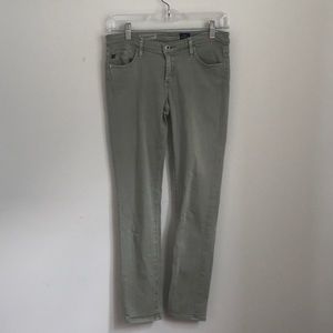 AG green skinny ankle jeans